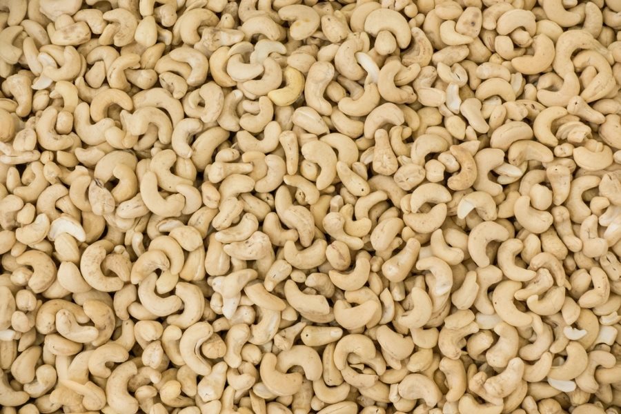 Cashew nuts filling the frame